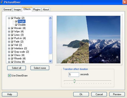 PictureRiver (โปรแกรม สร้าง Screensaver แบบใส่ลูกเล่นมากมาย)