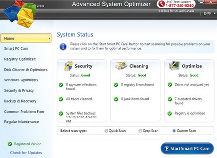 โปรแกรมปรับแต่งคอมพิวเตอร์ Advanced System Optimizer