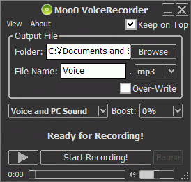 โปรแกรมอัดเสียง บันทึกเสียง Moo0 VoiceRecorder