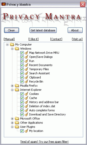 โปรแกรมลบไฟล์ Privacy Mantra