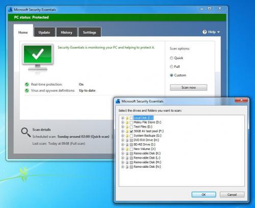 โปรแกรมสแกนไวรัส Microsoft Security Essentials