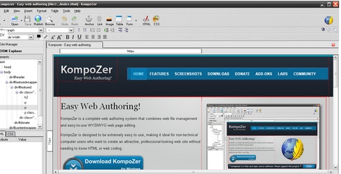 โปรแกรมสร้างเว็บ เขียนเว็บ ทำเว็บ KompoZer
