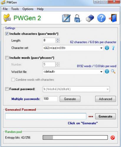 โปรแกรมสร้างรหัสผ่าน สุ่มรหัสห่าน PWGen