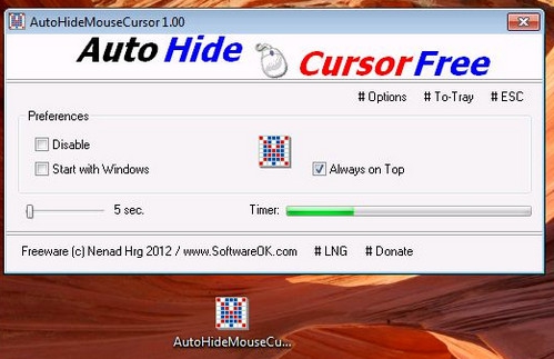 โปรแกรมซ่อนเมาส์ AutoHideMouseCursor