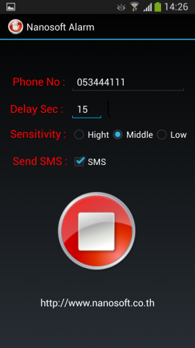 App กันขโมยรถ Nanosoft Alarm