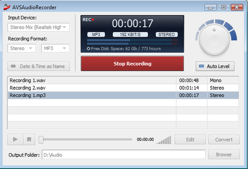 โปรแกรมอัดเสียง AVS Audio Recorder