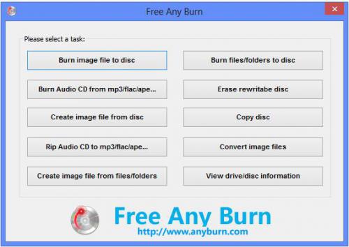 โปรแกรมเขียนแผ่นฟรี Free Any Burn