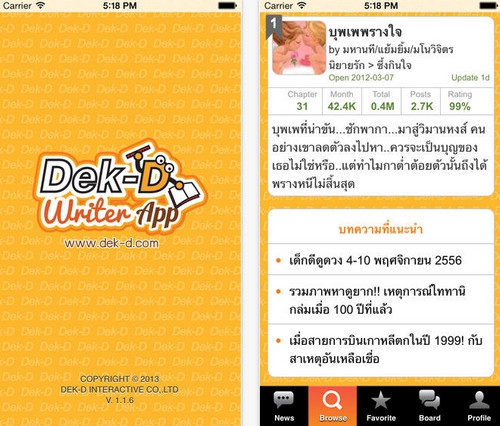 Dek-D Writer App