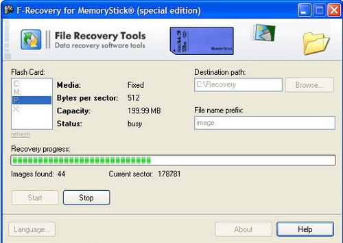 F-Recovery for MemoryStick โปรแกรมกู้ไฟล์