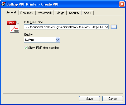 โปแกรมแปลงไฟล์ Bullzip PDF Printer