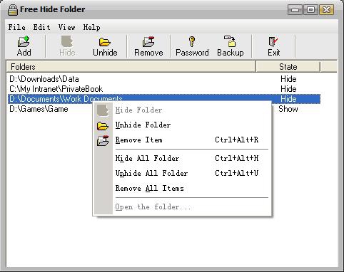 โปรแกรมซ่อนไฟล์ Free Hide Folder