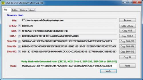 โปรแกรมตรวจสอบไฟล์ MD5 & SHA Checksum Utility