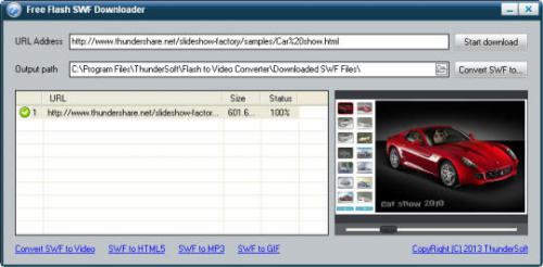 โปรแกรม ThunderSoft Flash SWF Downloader