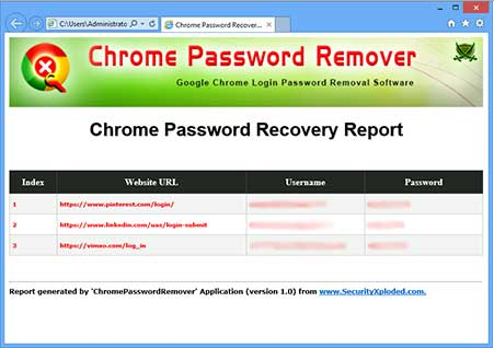 โปรแกรม Chrome Password Remover