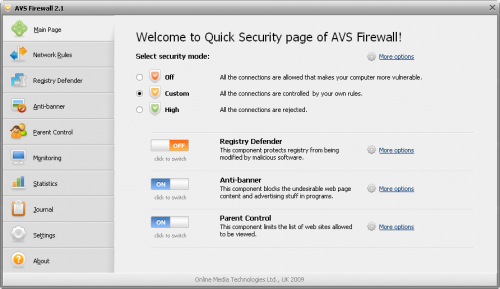 โปรแกรมป้องกันไฟร์วอล AVS Firewall