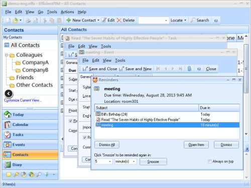 EfficientPIM (โปรแกรมจัดการข้อมูลส่วนตัว แบบพกพา) : 