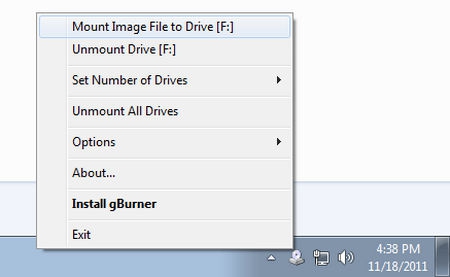 โปรแกรมสร้างไดร์ฟจำลอง gBurner Virtual Drive