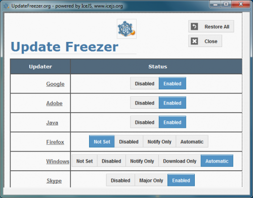 โปรแกรมอัพเดทโปรแกรม Update Freezer