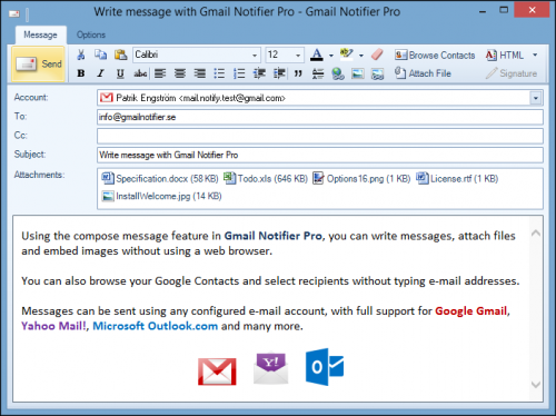 โปรแกรมส่งเมล์ Gmail Notifier Pro