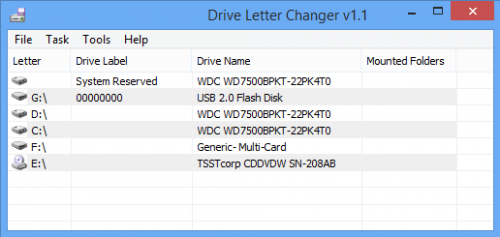 โปรแกรมเปลี่ยนชื่อไดร์ฟ Drive Letter Changer