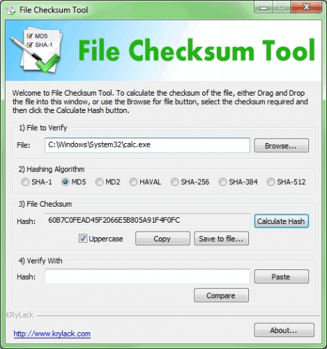 โปรแกรมตรวจไฟล์เสีย File Checksum Tool