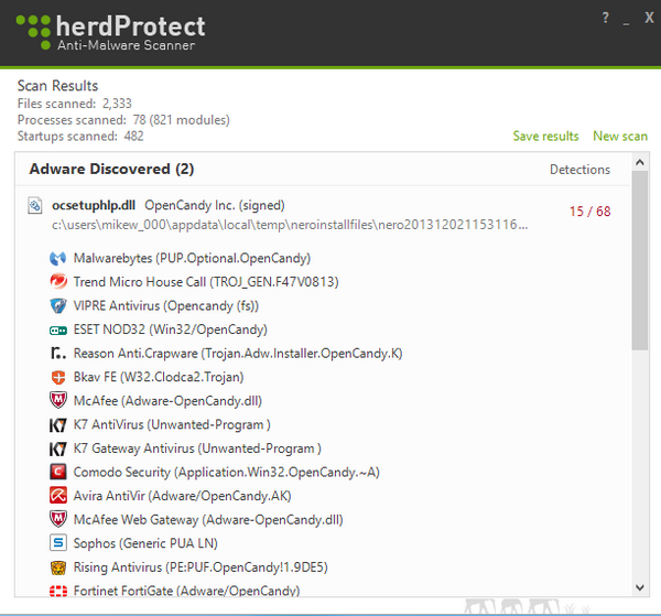 โปรแกรมตรวจจับมัลแวร์ herdProtect 