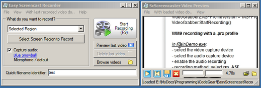 โปรแกรมอัดวิดีโอหน้าจอ Easy Screencast Recorder