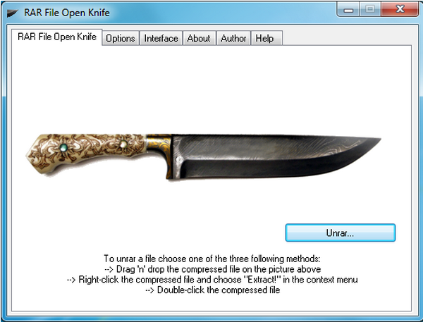 โปรแกรมแตกไฟล์ RAR File Open Knife