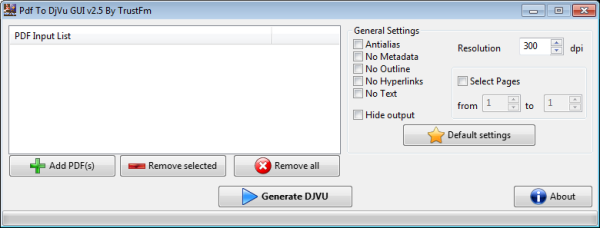 โปรแกรมแปลงไฟล์ PDF To DjVu GUI