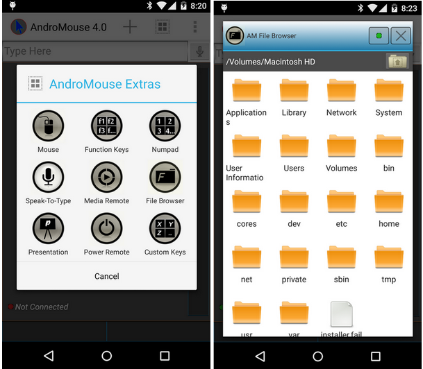 App เปลี่ยนสมาร์ทโฟนเป็นเมาส์และคีบอร์ด AndroMouse 