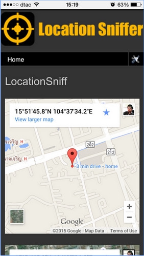 App แผนที่ Location Sniffer