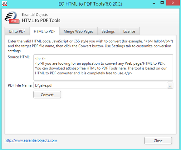 ดาวน์โหลดโปรแกรม HTML to PDF Tools