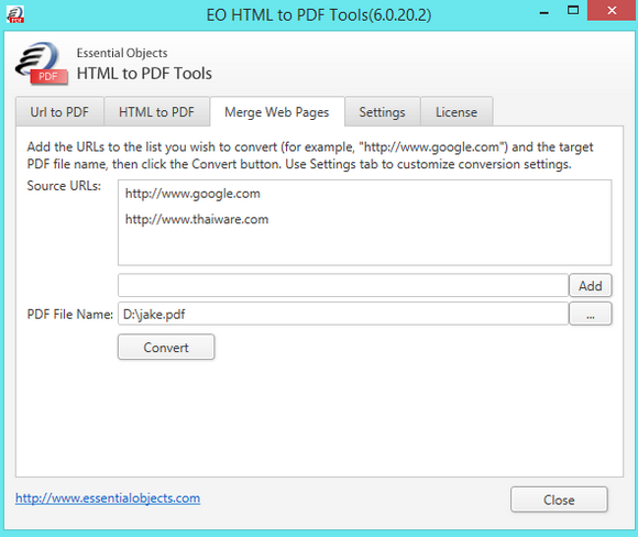 โปรแกรมแปลงไฟล์ HTML เป็น PDF