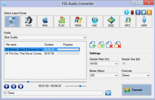 โปรแกรมแปลงไฟล์เสียง FSS Audio Converter