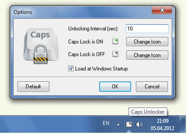 โปรแกรมยกเลิกปุ่มแค็ปล็อก CapsUnlocker