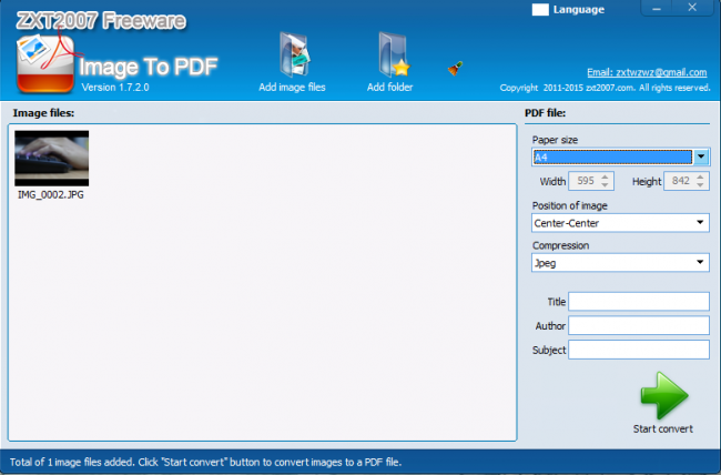 แปลงไฟล์รูปภาพเป็นไฟล์ PDF โปรแกรม Image To PDF 