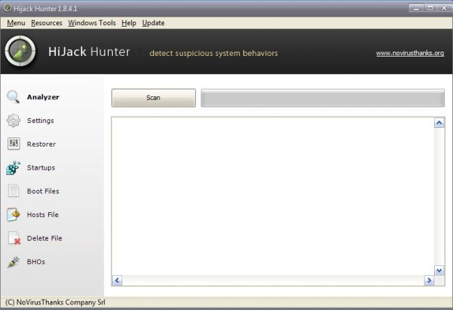 โปรแกรมตรวจสอบและกำจัดไฟล์คุกคาม Hijack Hunter