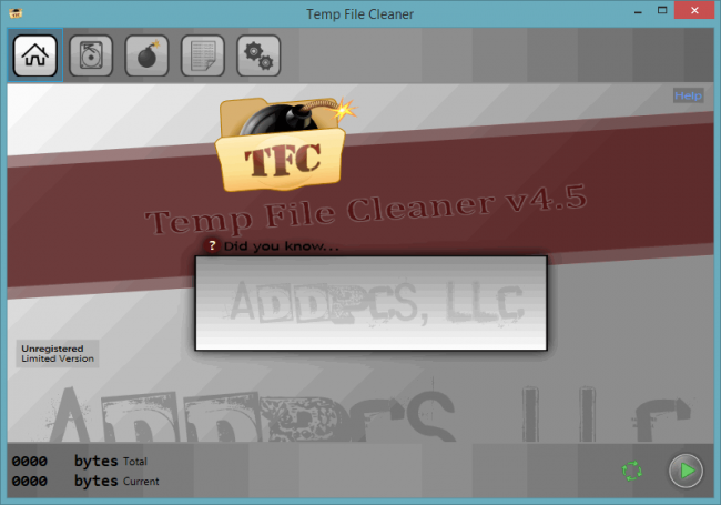 โปรแกรมกำจัดไฟล์ขยะ Temp File Cleaner 