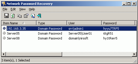 โปรแกรมกู้รหัสผ่านพาสเวิร์ด Network Password Recovery