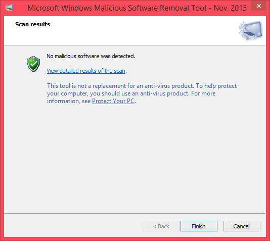 โปรแกรม Microsoft Windows Malicious Software Removal Tool