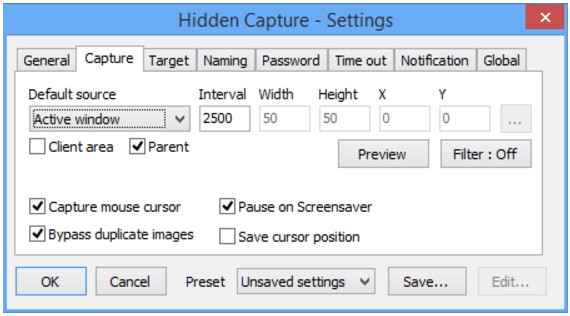 โปรแกรมแอบจับภาพหน้าจอ Hidden Capture