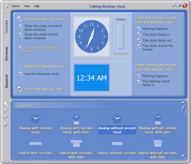 โปรแกรมนาฬิากาหน้าจอมีเสียง Talking Desktop Clock