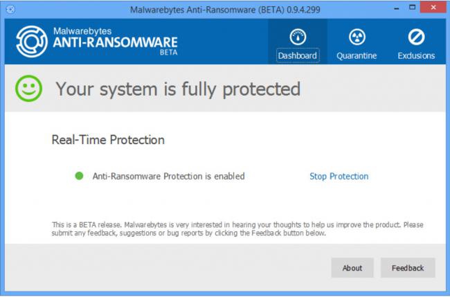 โปรแกรมป้องกันไวรัสเรียกค่าไถ่ Malwarebytes Anti-Ransomware