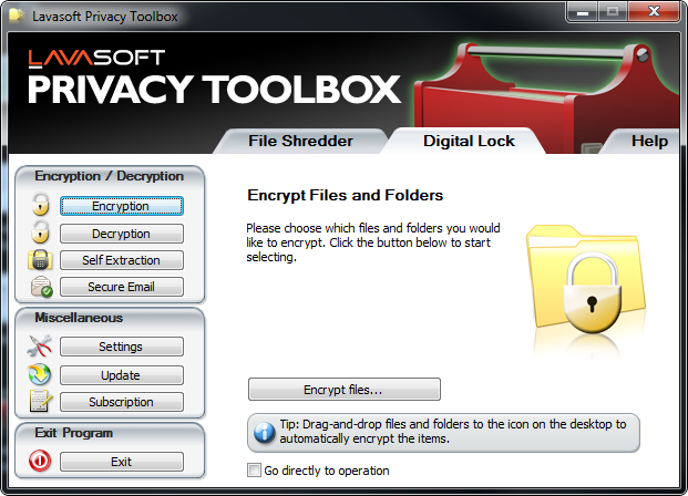 โปรแกรมเข้ารหัสไฟล์ ปกป้องข้อมูล Lavasoft Privacy Toolbox