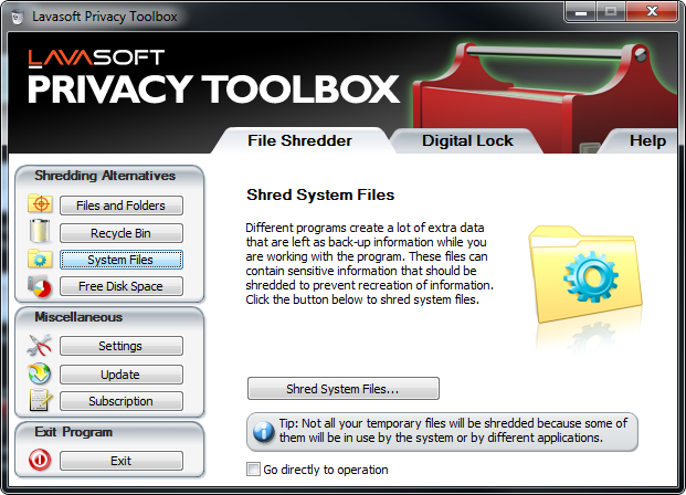 โปรแกรมเข้ารหัสไฟล์ ปกป้องข้อมูล Lavasoft Privacy Toolbox