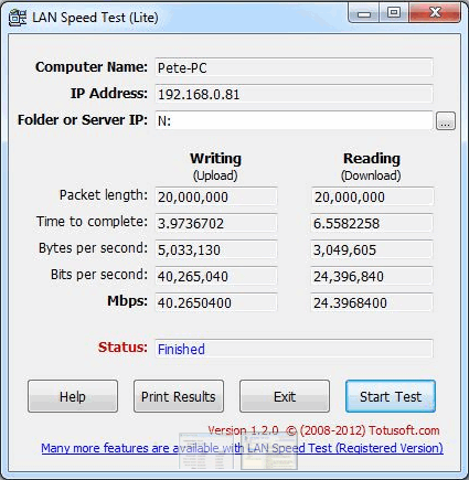 โปรแกรมเช็คความเร็วเน็ตเวิร์ค LAN Speed Test