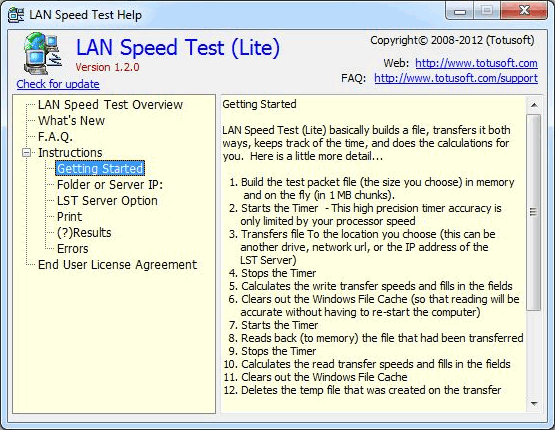 โปรแกรมทำสอบความเร็วเน็ตเวิร์ค LAN Speed Test