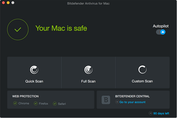 โปรแกรมสแกนไวรัส BitDefender Antivirus for Mac