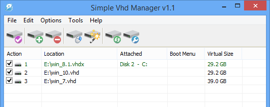 โปรแกรมจัดการไดร์ฟจำลอง Simple VHD Manager