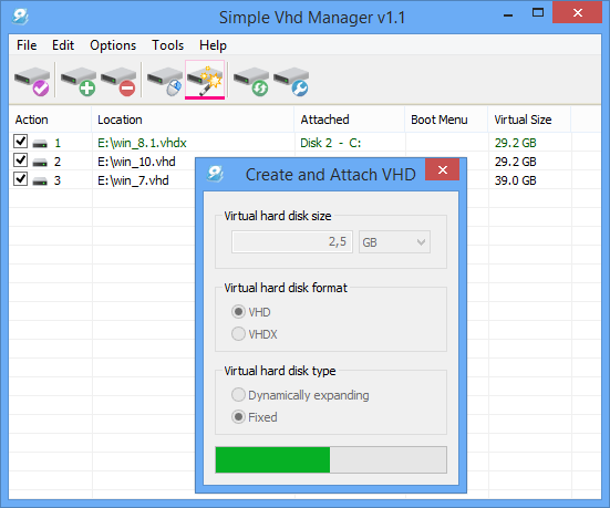 โปรแกรมจัดการไดร์ฟจำลอง Simple VHD Manager